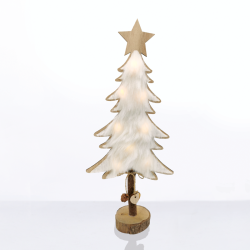 ^ "WOODEN TREE WHITE FUR" 8 MINI LED ΛΑΜΠ. ΜΠΑΤ. (2xAAA), WW,IP20, 17.5X7X35CM  -X06811219
